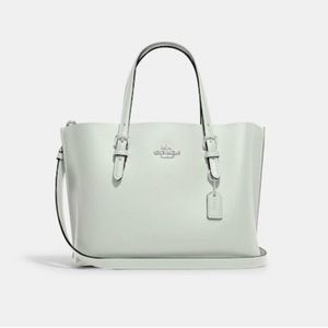 Coach Mollie Tote 25 With Signature Canvas Interior in  Silver/Light Sage/Khaki